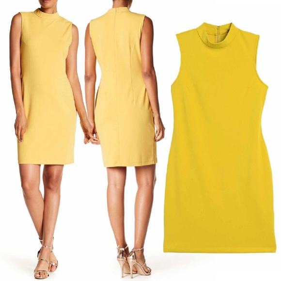 Sharagano Sleeveless Lime Mock Neck Shift Dress 14 - Picture 2 of 4